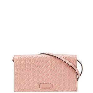 Gucci Micro Guccissima Shoulder Wallet Long 466507 Pink Leather Women's GUCCI
